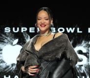 Rihanna smiles at the Apple Music Super Bowl LVII Halftime Show - Press Conference