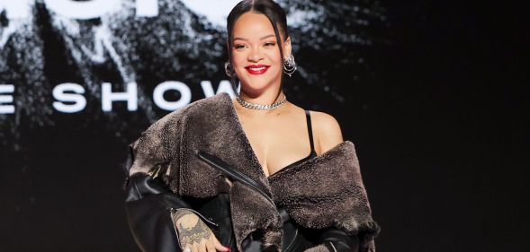 Rihanna at the Apple Music press conference ahead of her Super Bowl performance.