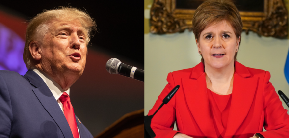 Split image depicting Donald Trump and Nicola Sturgeon
