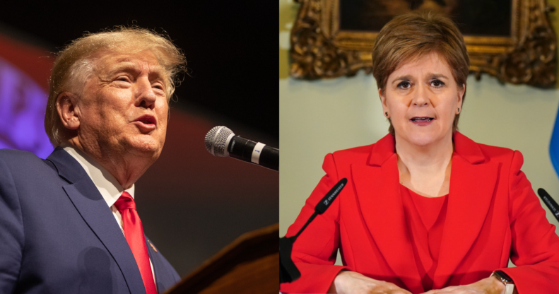 Split image depicting Donald Trump and Nicola Sturgeon