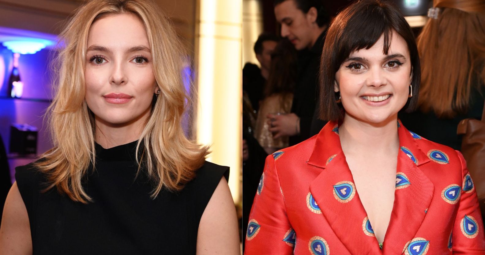 Side by side photos of Jodie Comer and Gwyneth Keyworth at the WhatsOnStage Awards.