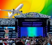 A plane over the Sydney WorldPride stage