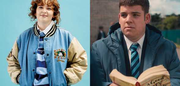 A side by side of author Alice Oseman and Isaac from Heartstopper