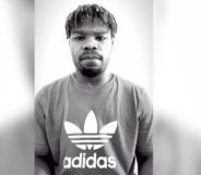 A black and white screenshot of missing rugby player Levi Davis' video shows the player wearing a t-shirt with the Adidas logo on it