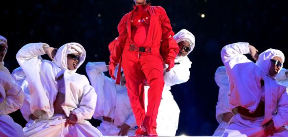 Rihanna debuted a new Fenty Beauty product during her Super Bowl halftime performance.