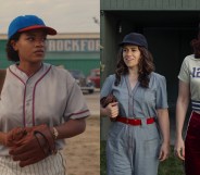 Chanté Adams as Max Chapman (L) and Abbi Jacobson and D'Arcy Carden as Carson and Greta (R) as A League of Their Own season two gets a controversial renewal.
