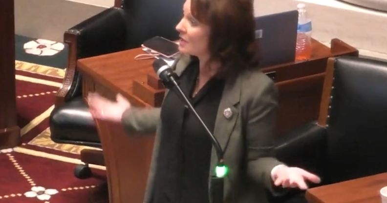 Ann Kelley speaking in the Missouri House of Representatives.