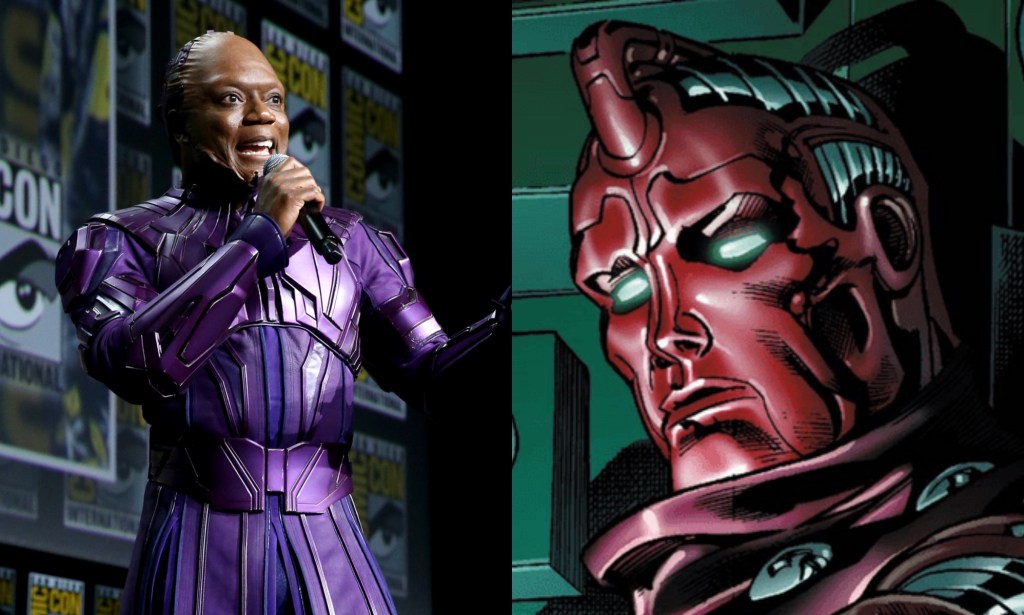 Chukwudi Iwuji in costume (L) and the comic High Evolutionary (R). 