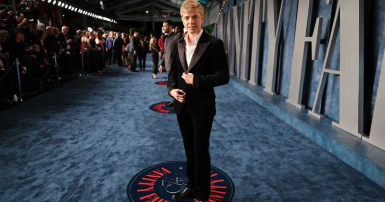 Mae Martin in a tuxedo