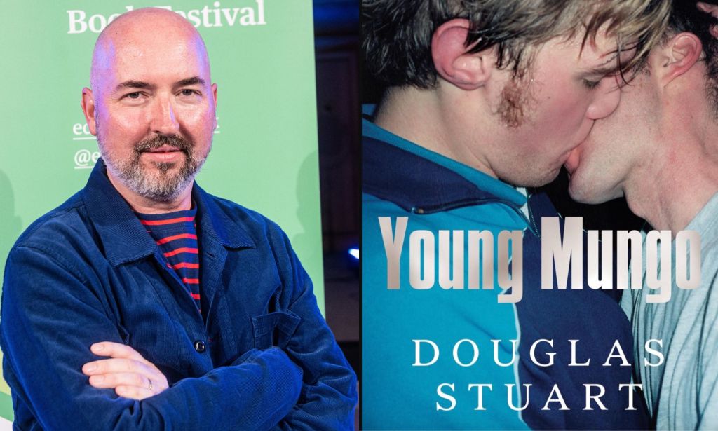 On the left, author Douglas Stuart. On the right, the front cover of his book Young Mungo.