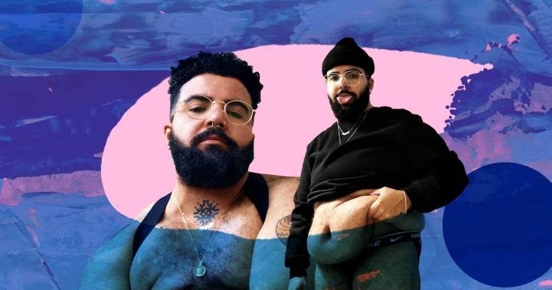 A photo illustration composed of images of Bappie Kortram, a Black, fat, trans model and designer based in the Netherlands.