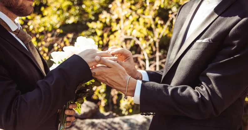 Two men getting married