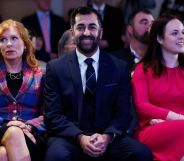 The SNP's new leader Humza Yousaf (centre).