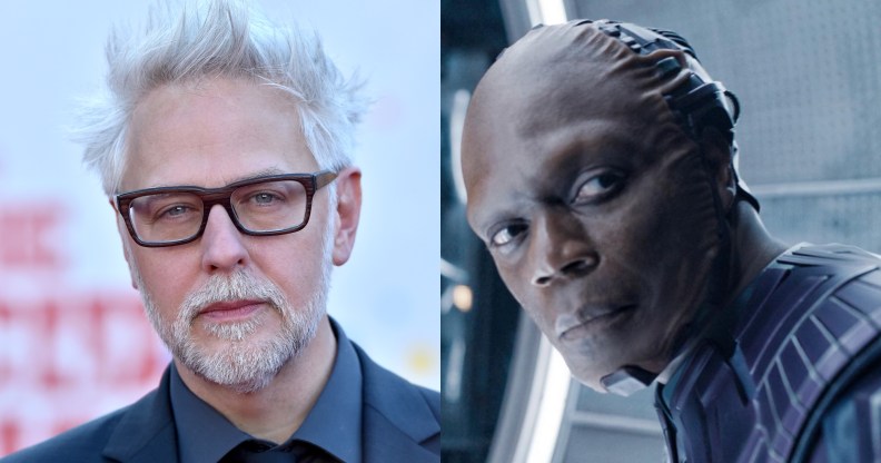 James Gunn (L) and Chukwudi Iwuji in Guardians of the Galaxy (R).