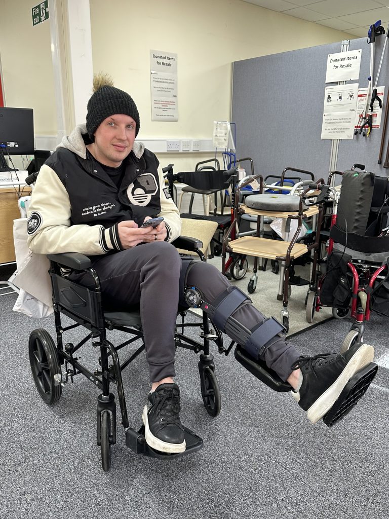 Jason Sullovan in a wheelchair
