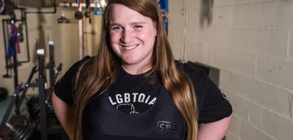 JayCee Cooper in a weight-lifting room