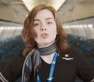 Kayleigh Scott died shortly after posting about her mental health on social media. She is pictured here in a promotional video for United in which she opens up about her journey. She can be seen standing on a plane wearing her flight attendant uniform.
