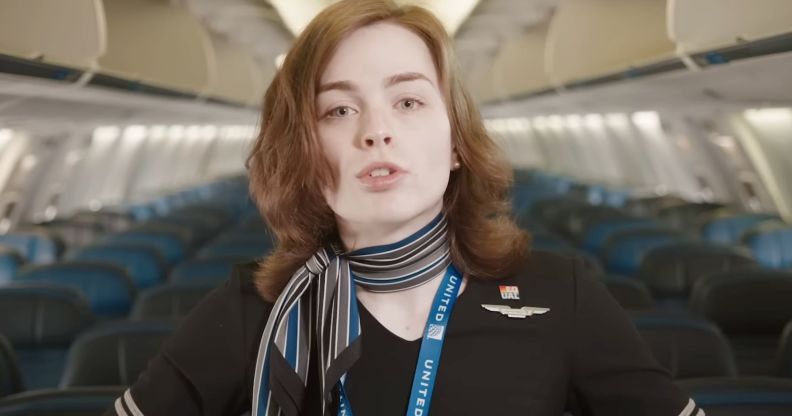 Kayleigh Scott died shortly after posting about her mental health on social media. She is pictured here in a promotional video for United in which she opens up about her journey. She can be seen standing on a plane wearing her flight attendant uniform.