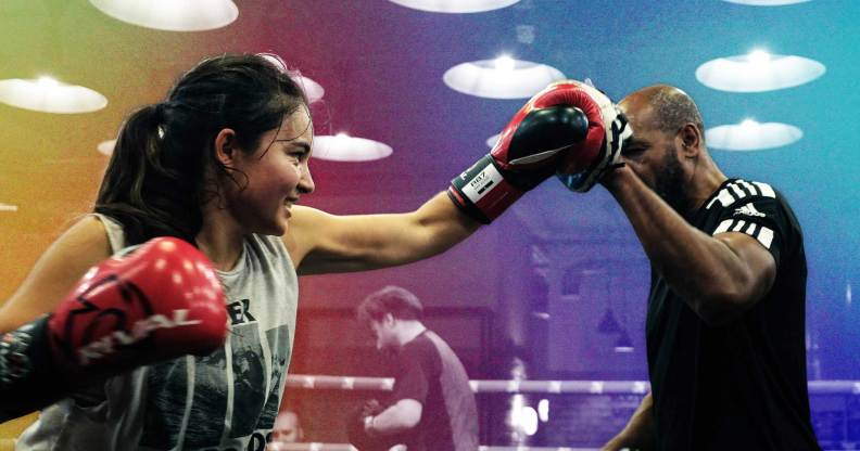 A picture of two boxers in the ring at Knockout Boxing Club.