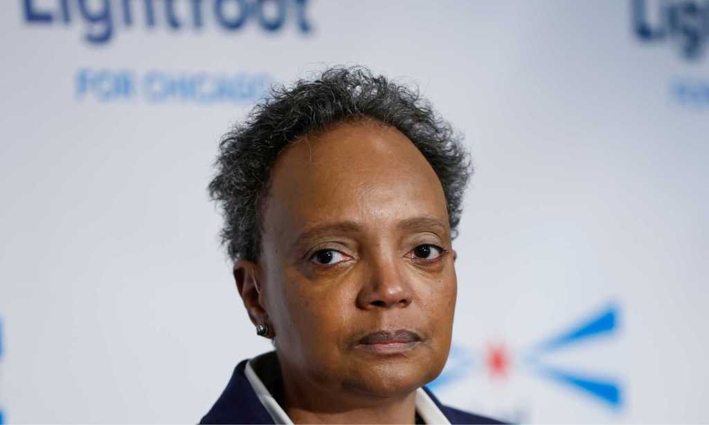 xCHICAGO, IL - FEBRUARY 28: Chicago Mayor Lori Lightfoot speaks at an election night rally at Mid-America Carpenters Regional Council on February 28, 2023 in Chicago, Illinois. Lightfoot lost in her bid for a second term, trailing former public schools executive Paul Vallas and Brandon Johnson, a county board commissioner, both of whom advance to a runoff election on April 4. (Photo by Kamil Krzaczynski/Getty Images)