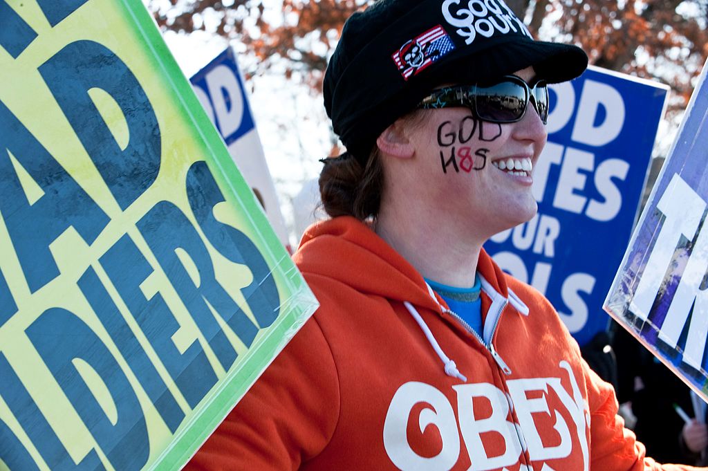 Megan Phelps-Roper at a Westboro Baptist Church protest in 2011.
