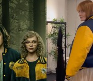 Melanie Lynskey and Christina Ricci in Yellowjackets (L) and Florence Welch in Yellowjackets teaser video (R)