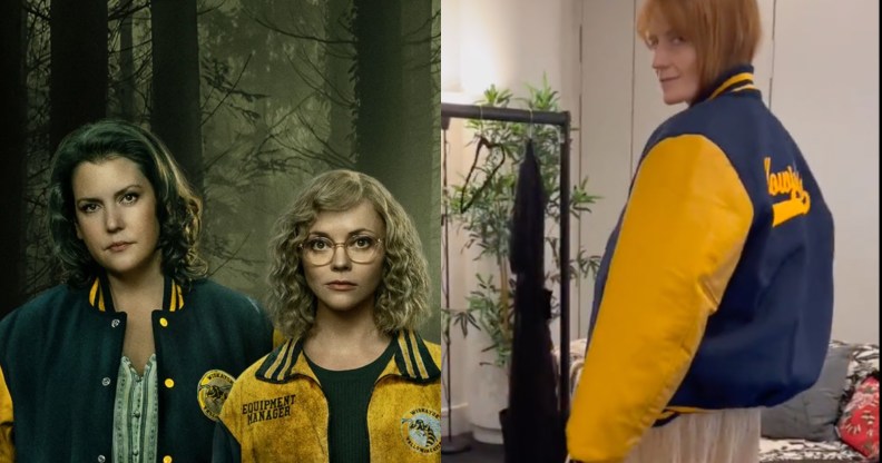 Melanie Lynskey and Christina Ricci in Yellowjackets (L) and Florence Welch in Yellowjackets teaser video (R)