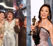 Michelle Yeoh's mother (L) celebrates historic Oscars win.