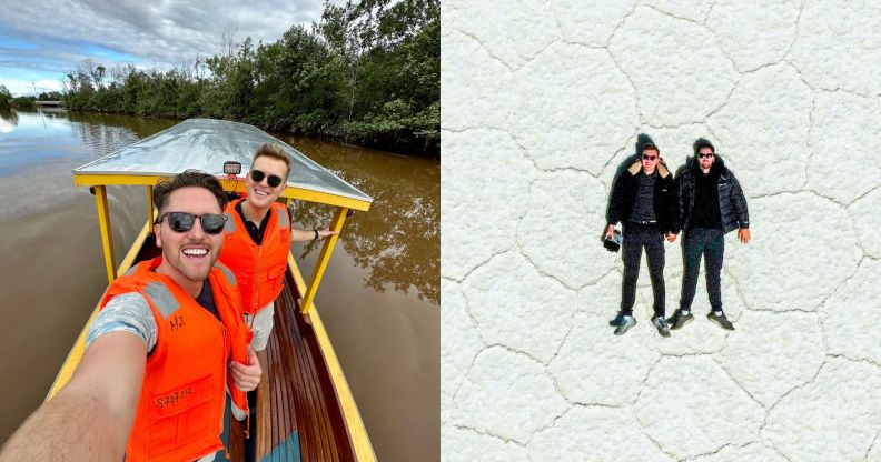 Oskar and Dan pictured in Brunei and in Bolivia.