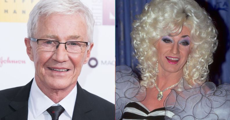 Paul O'Grady (left) on a red carpet and as Lily Savage (right)