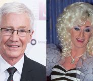 Paul O'Grady (left) on a red carpet and as Lily Savage (right)