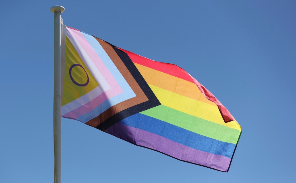 Progress Pride flag with intersex and trans symbols