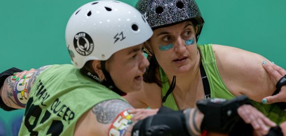 Members of the Cambridge Rollerbillies playing