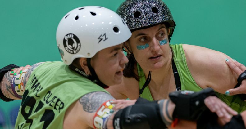 Members of the Cambridge Rollerbillies playing