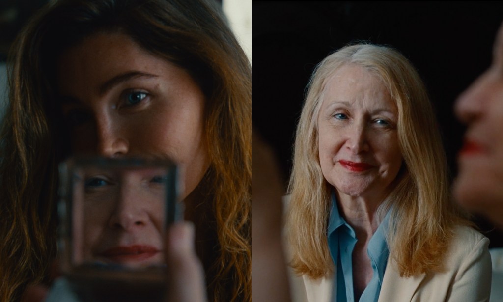 Trace Lysette as Monica (L) and Patricia Clarkson as Eugenia (R). 