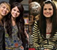 Images from Disney Channel's Wizards of Waverly Place featuring Selena Gomez and Hayley Kiyoko as Alex and Stevie.