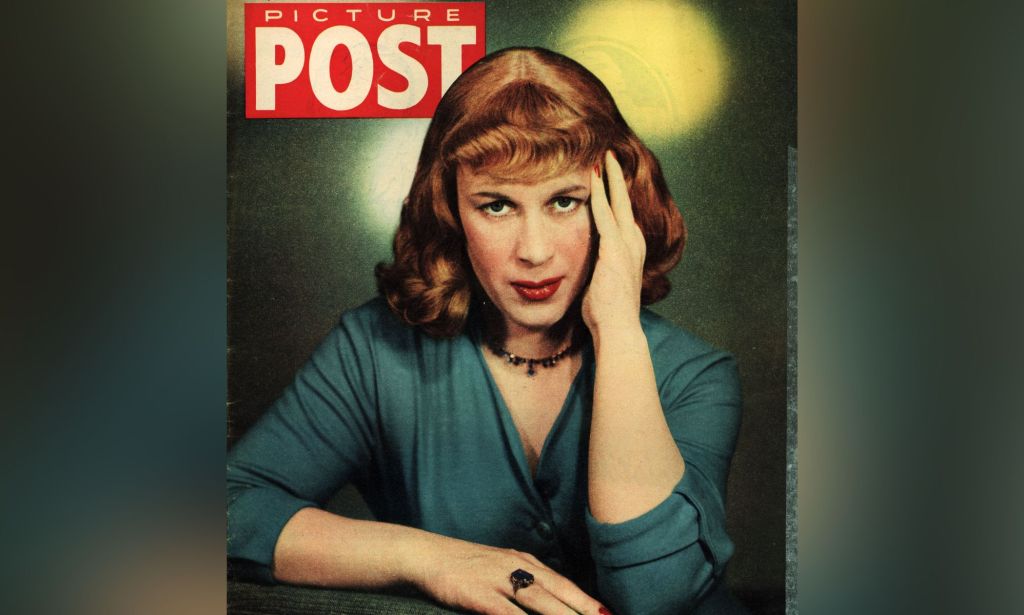British transgender woman Roberta Cowell poses on the cover of the March 1954 edition of Picture Post magazine