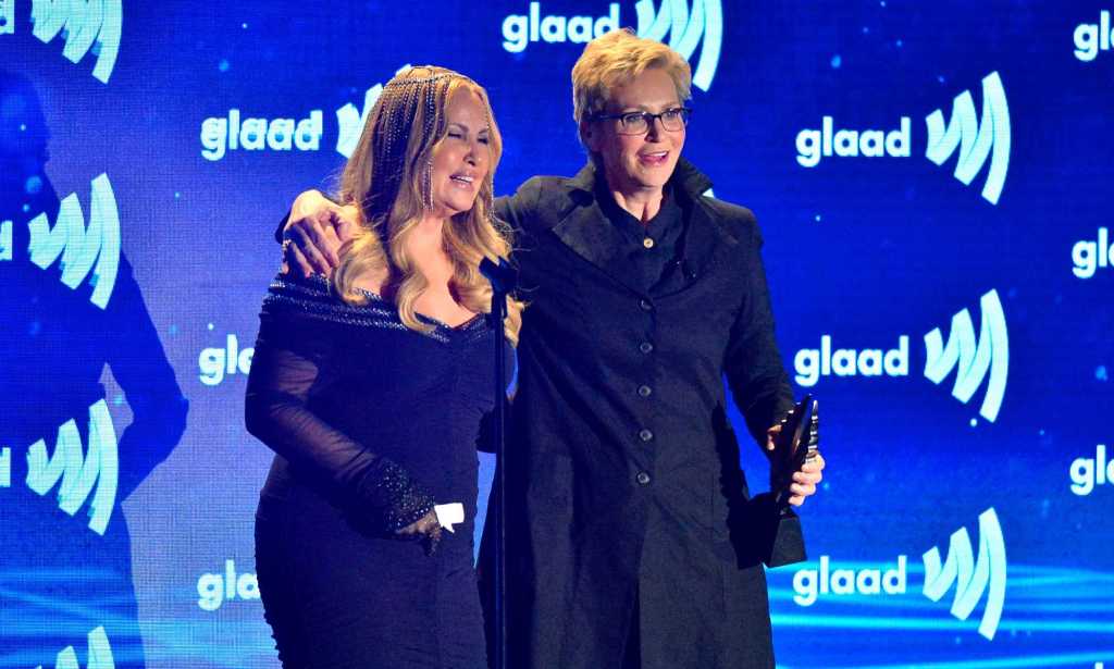 Jane Lynch and Jennifer Coolidge at the GLAAD Media Awards