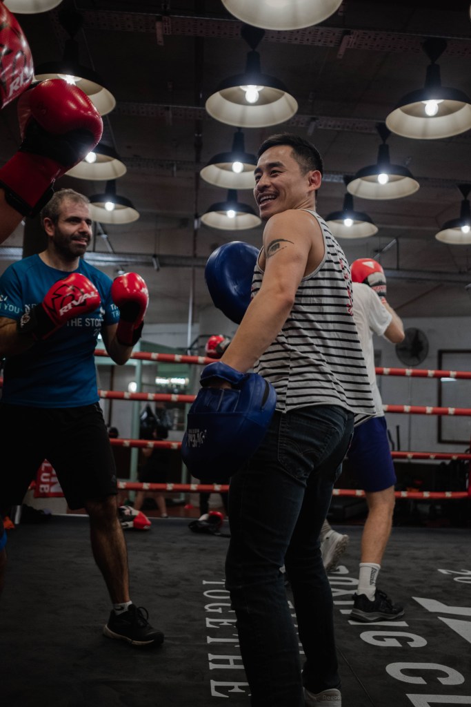 A member of Knockout Boxing Club at a class.