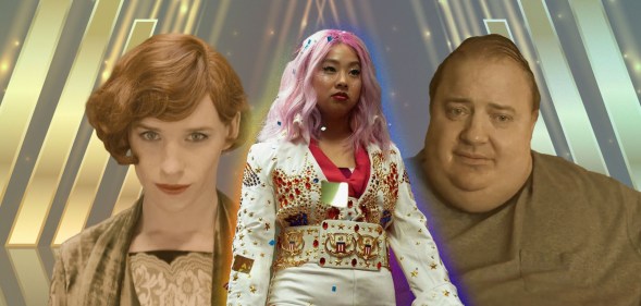 Eddie Redmayne, Stephanie Hsu and Brendon Fraser in their Oscar nominated roles