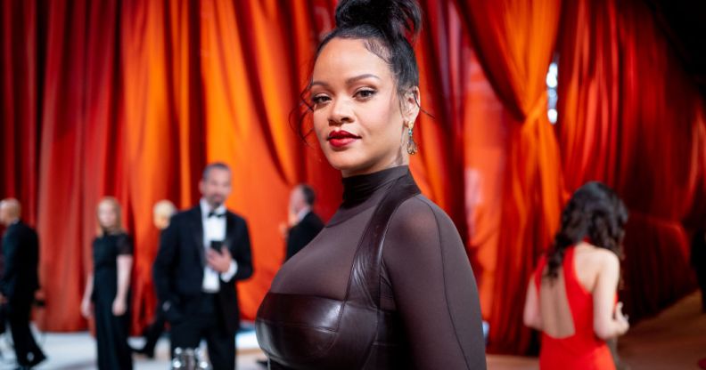 Rihanna repped her brand Fenty Beauty at the Oscars.