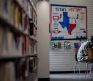 Child in library Texas book ban