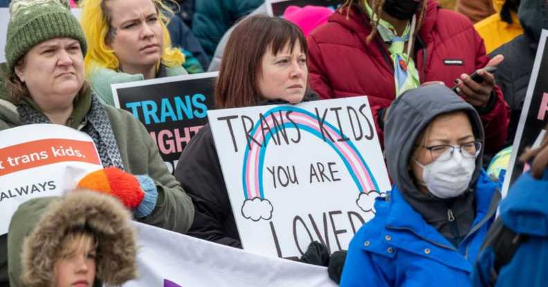 Protesters stand against anti-trans bills in USA