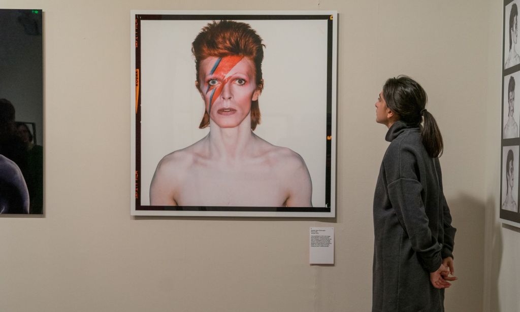David Bowie's Aladdin Sane album cover on display at London's Southbank Centre.