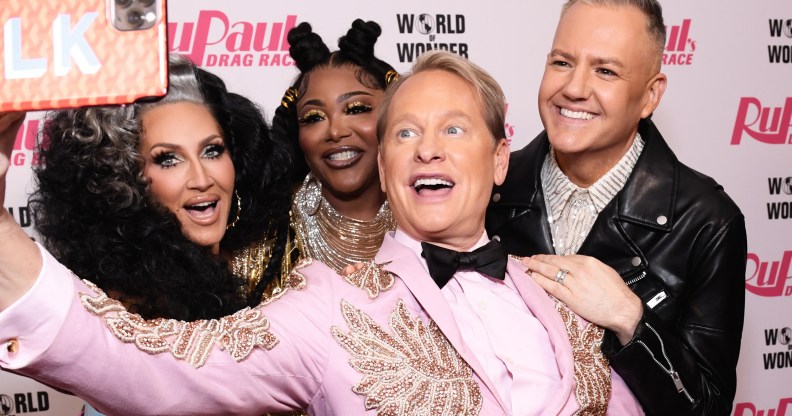 Michelle Visage, Ts Madison, Carson Kressley and Ross Mathews attend "RuPaul's Drag Race" Season 15 finale red carpet at Ace Hotel on April 01, 2023 in Los Angeles, California.