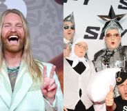 Sam Ryder in a teal suit at the 2023 Brit Awards. Verka Serduchka in their signature silver Eurovision get-up.
