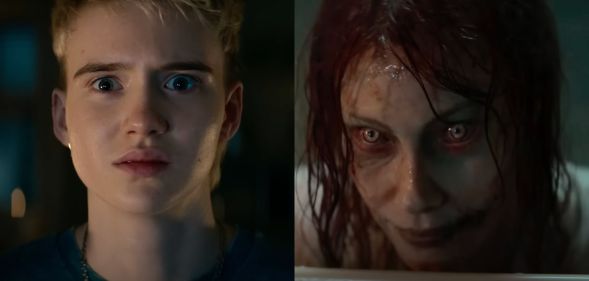 Stills from Evil Dead Rise including Morgan Davies' character Danny.