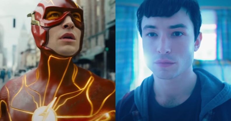 Ezra Miller as Barry Allen and The Flash.