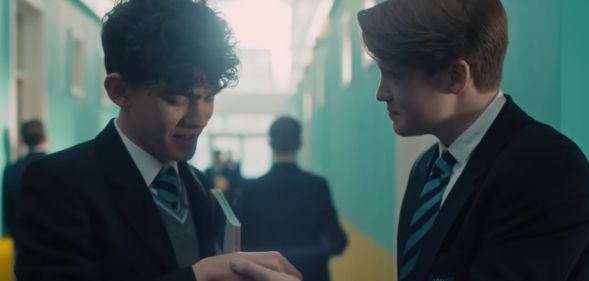 Scene of Nick and Charlie in Netflix's Heartstopper.