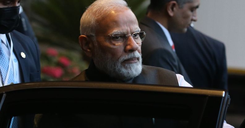 India prime minister Narendra Modi exiting a car.